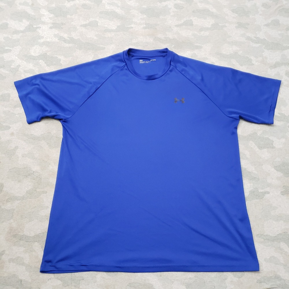 Under Armour Shirt Mens Large Blue Loose Fit Active Gym Tee Short Sleeve